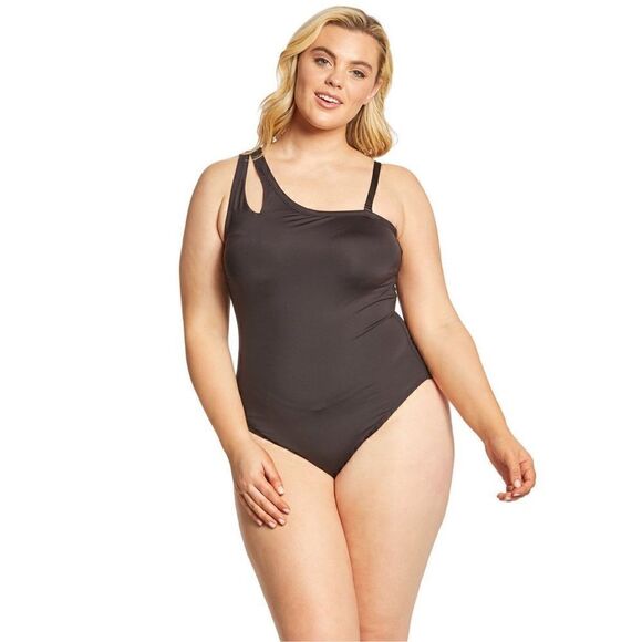 Kenneth Cole Reaction Plus Size 2X One Shoulder One Piece Swimsuit - Picture 1 of 7